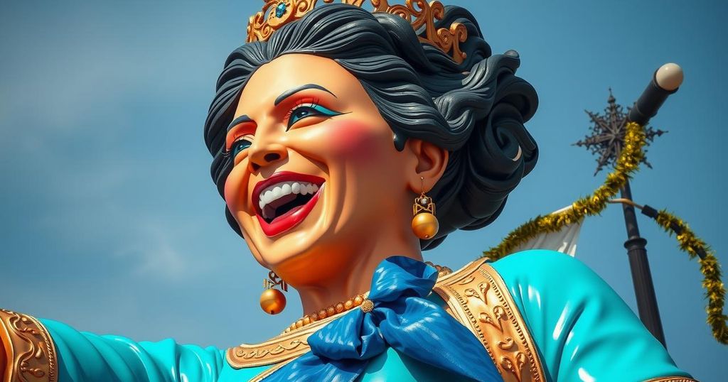 Statua gigante di Sofía Vergara a Barranquilla in un’atmosfera festiva e colorata