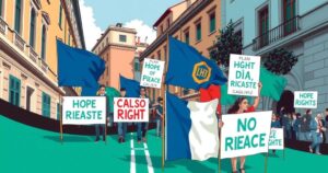 Manifestazione di lavoratori della salute a Cagliari, simbolo di unità e lotta per i diritti dei lavoratori.