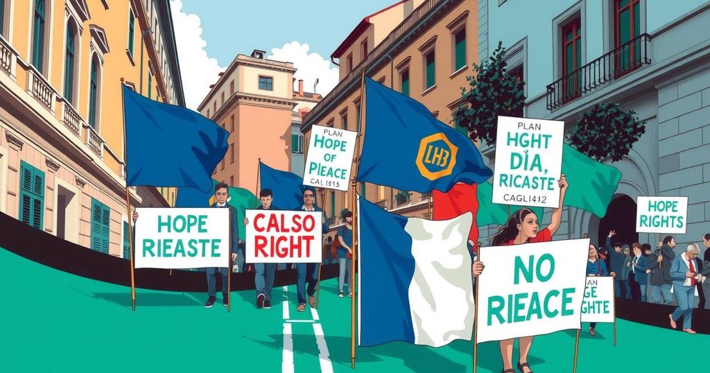 Manifestazione di lavoratori della salute a Cagliari, simbolo di unità e lotta per i diritti dei lavoratori.